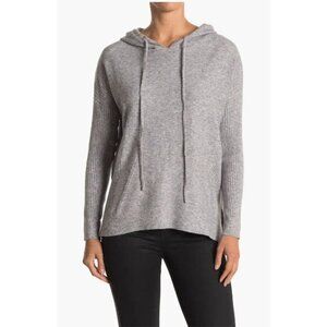 Wit & Wisdom Women's Mixed Rib Stitch Hooded Sweater Grey Soft Knit SZ L NWT